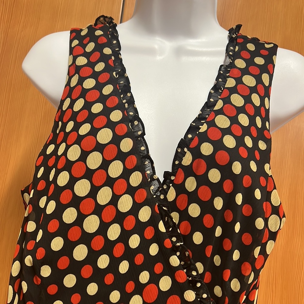 jonathan martin Wrap Around Sleeveless Lined Polka Dot Dress NWOT Size 16